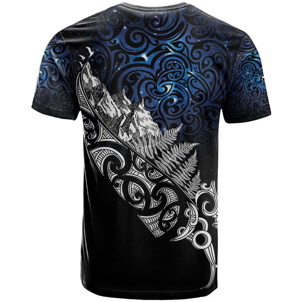 Maori Matariki T Shirt Landscape Styled Fern - Galaxy