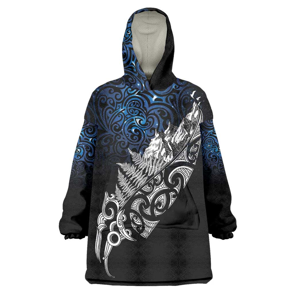 Maori Matariki Wearable Blanket Hoodie Landscape Styled Fern - Galaxy
