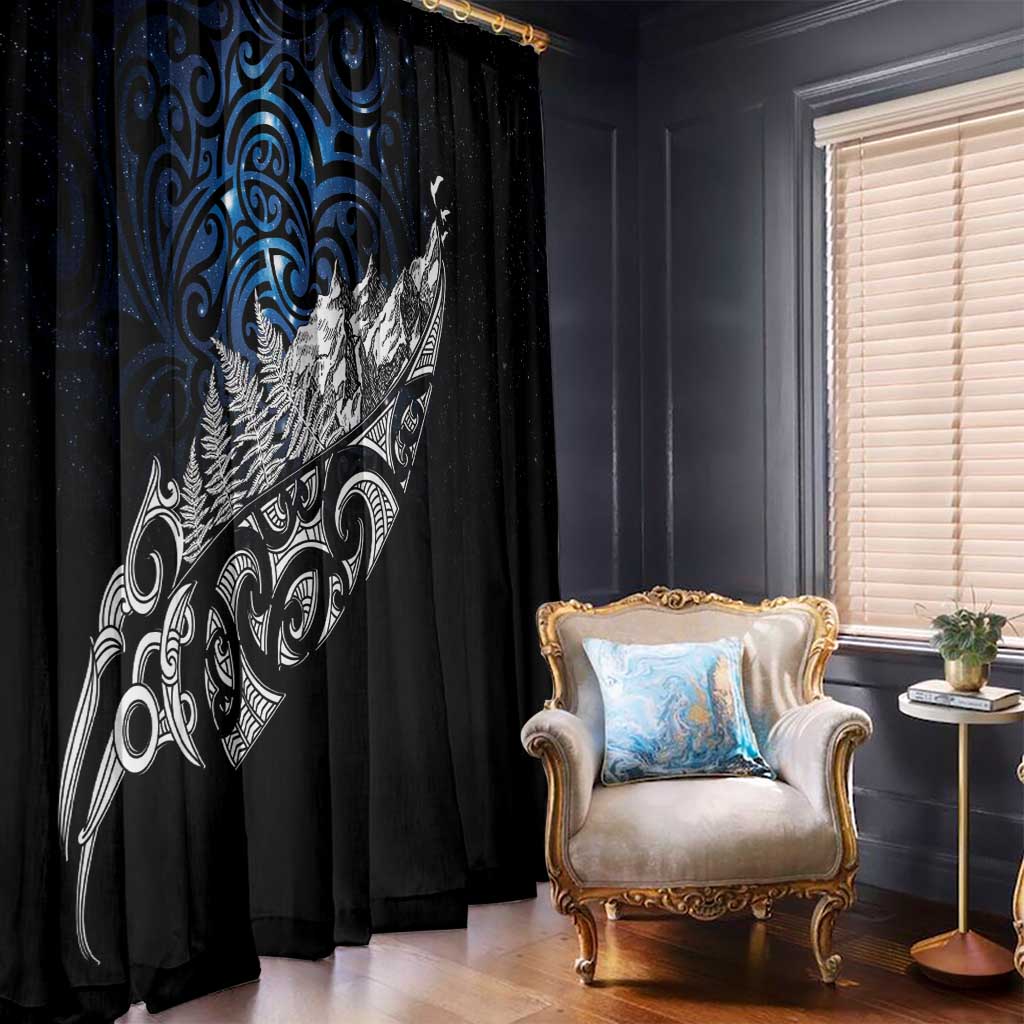 Maori Matariki Window Curtain Landscape Styled Fern - Galaxy