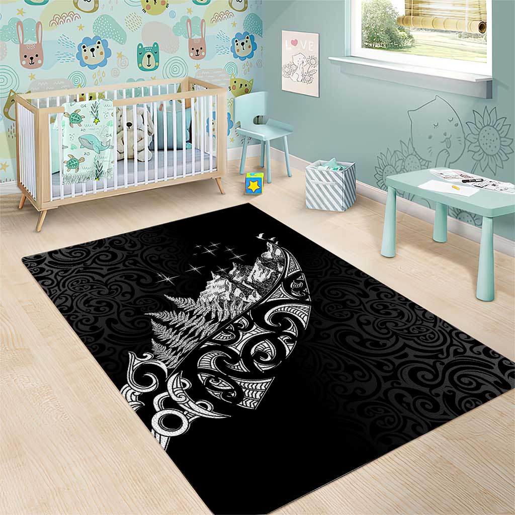 Maori Matariki Area Rug Landscape Styled Fern - Monochrome