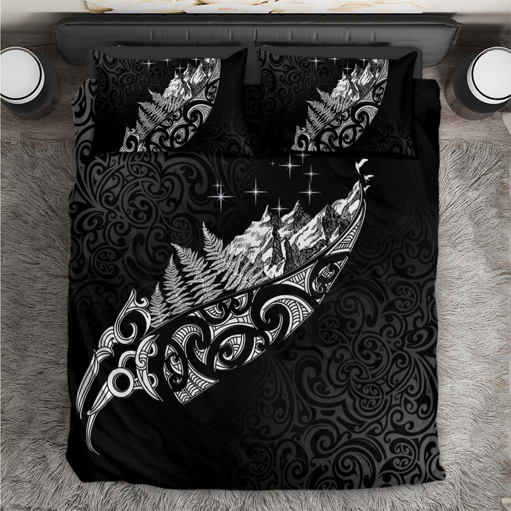 Maori Matariki Bedding Set Landscape Styled Fern - Monochrome