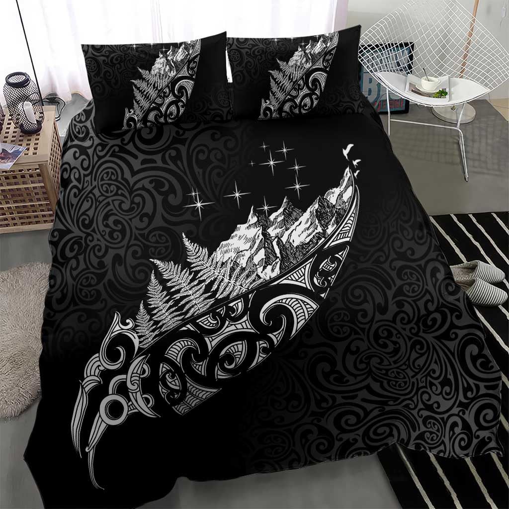 Maori Matariki Bedding Set Landscape Styled Fern - Monochrome