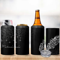 Maori Matariki 4 in 1 Can Cooler Tumbler Landscape Styled Fern - Monochrome LT7 - Polynesian Pride