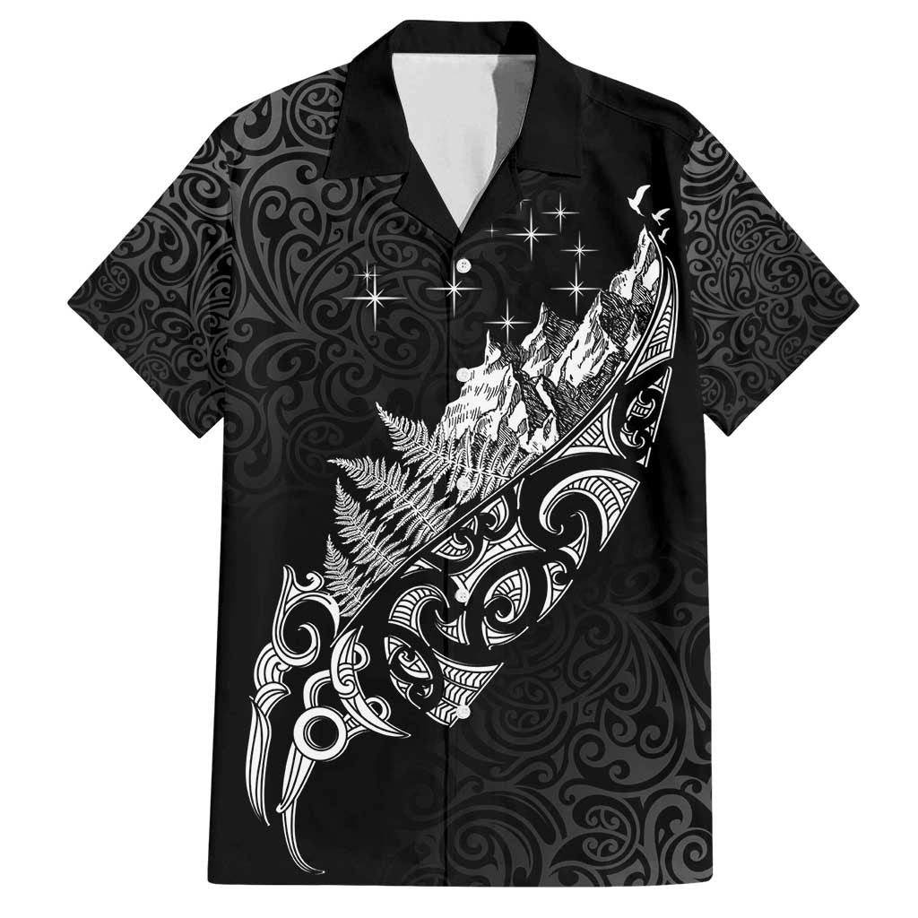 Maori Matariki Family Matching Puletasi and Hawaiian Shirt Landscape Styled Fern - Monochrome