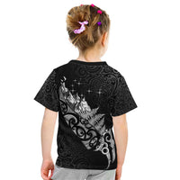 Maori Matariki Kid T Shirt Landscape Styled Fern - Monochrome