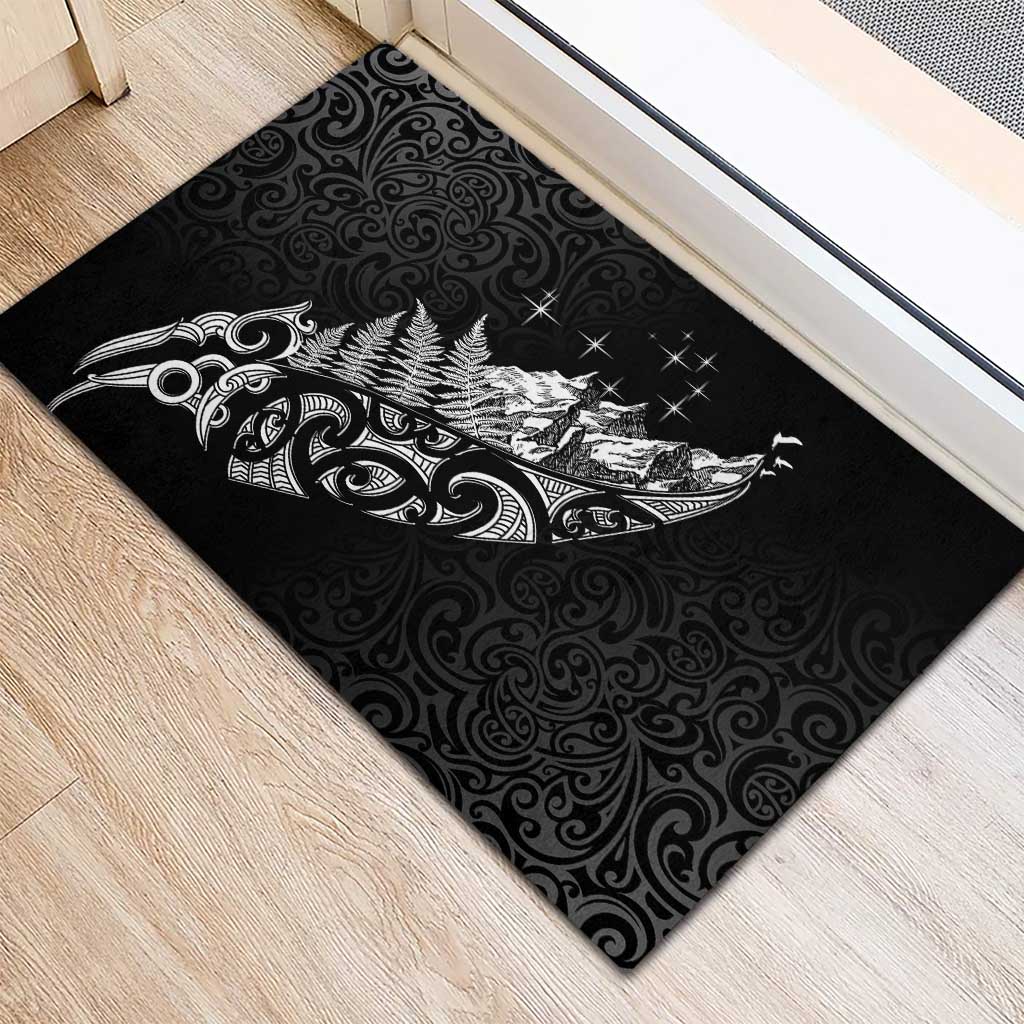 Maori Matariki Rubber Doormat Landscape Styled Fern - Monochrome