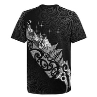 Maori Matariki Rugby Jersey Landscape Styled Fern - Monochrome LT7 - Polynesian Pride