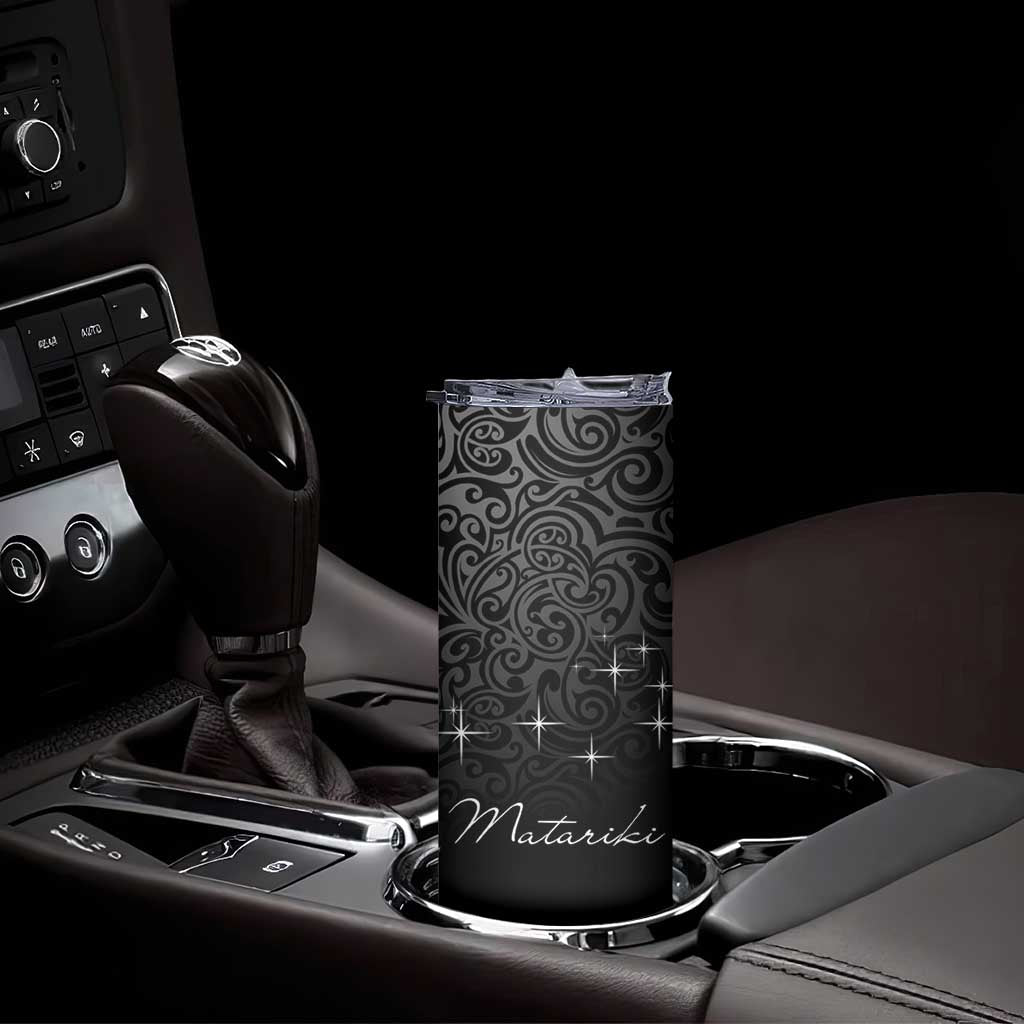 Maori Matariki Skinny Tumbler Landscape Styled Fern - Monochrome LT7 - Polynesian Pride
