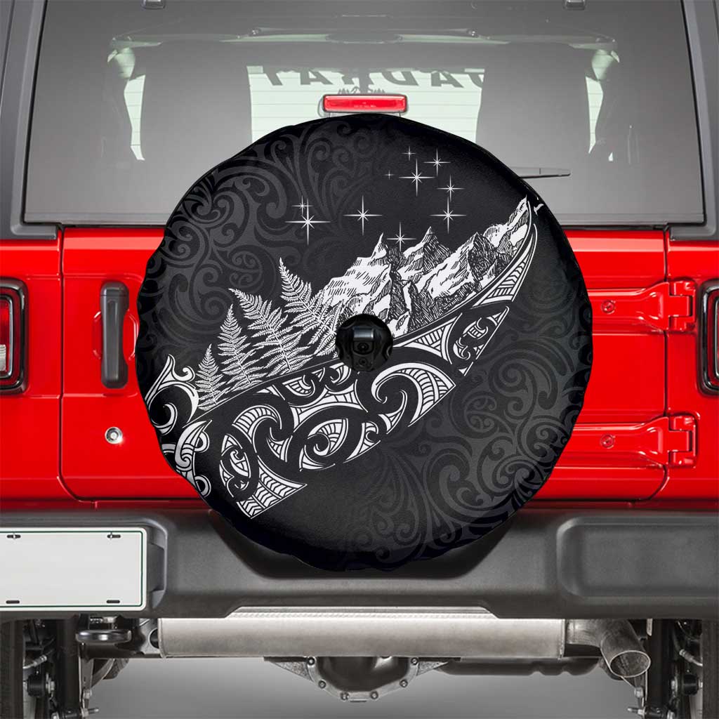Maori Matariki Spare Tire Cover Landscape Styled Fern - Monochrome