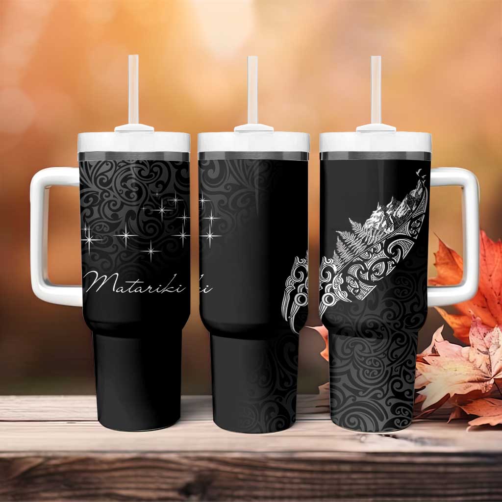 Maori Matariki Tumbler With Handle Landscape Styled Fern - Monochrome