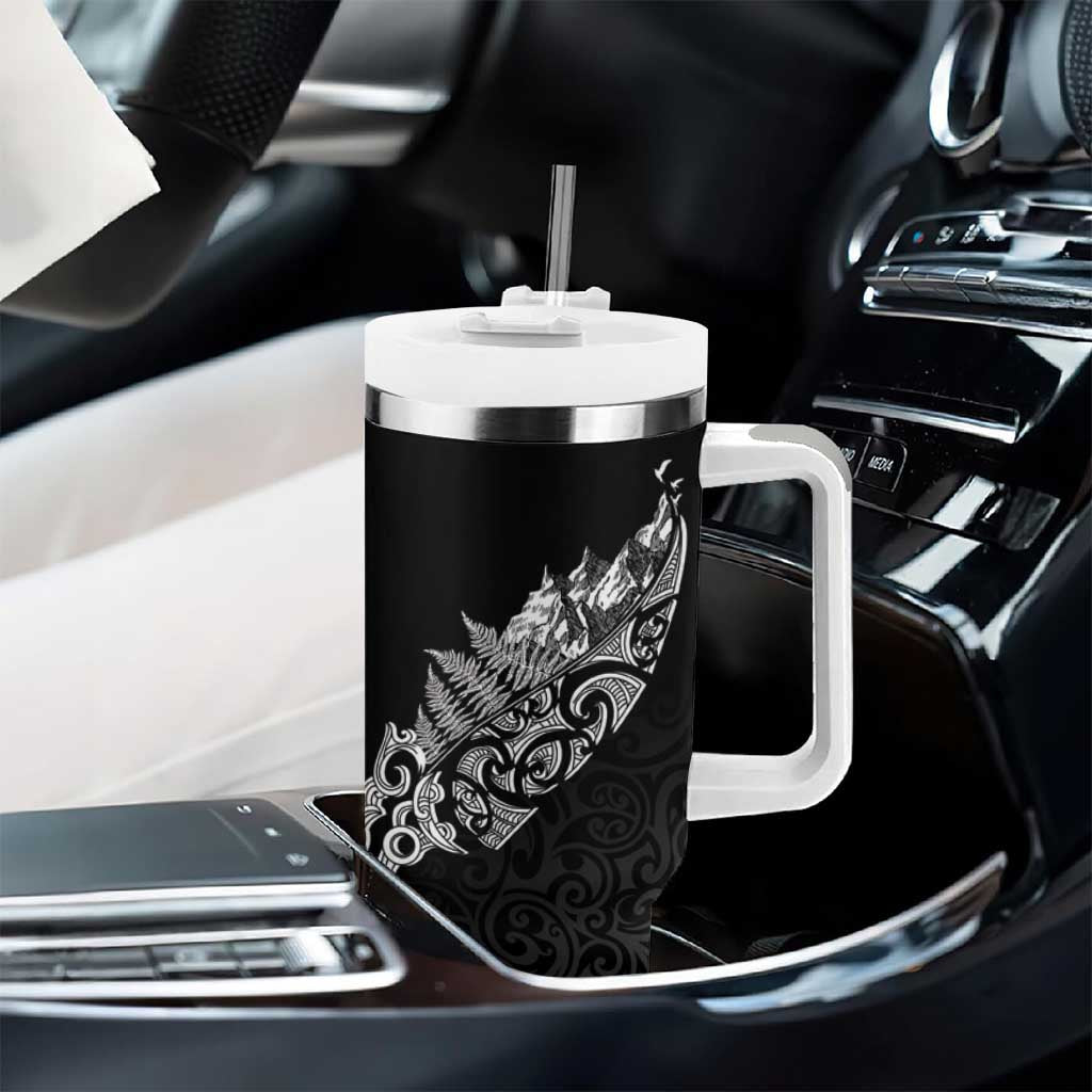 Maori Matariki Tumbler With Handle Landscape Styled Fern - Monochrome