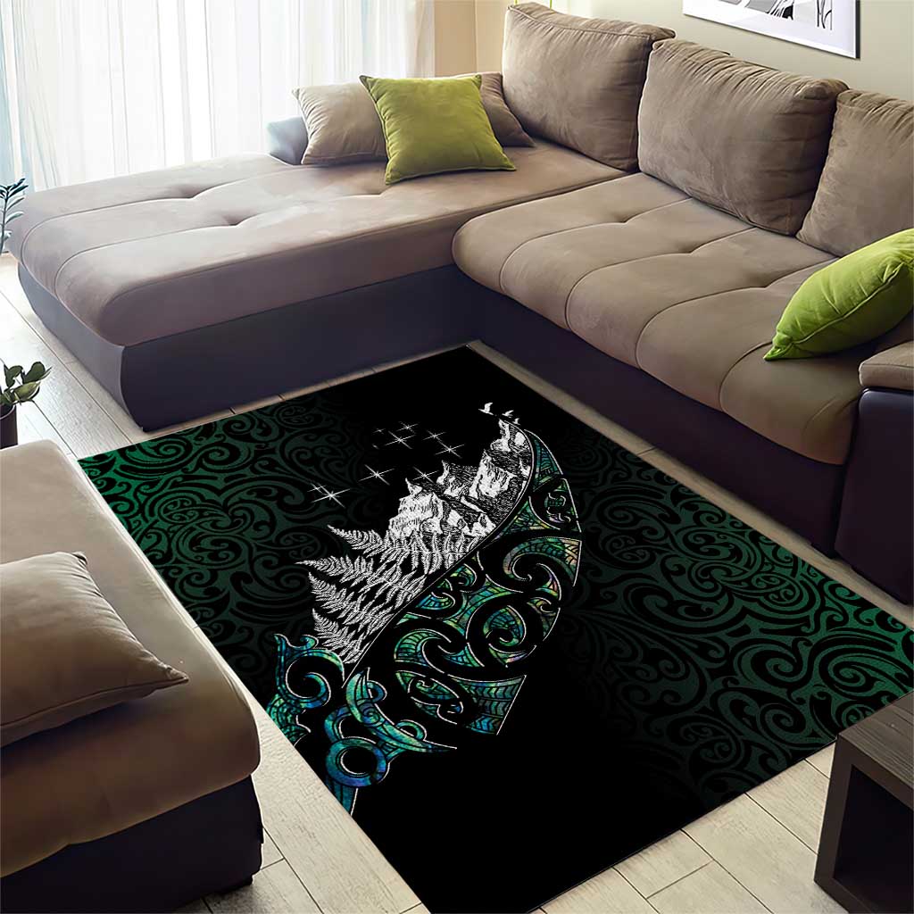 Maori Matariki Area Rug Landscape Styled Fern - Paua Shell