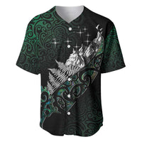 Maori Matariki Baseball Jersey Landscape Styled Fern - Paua Shell