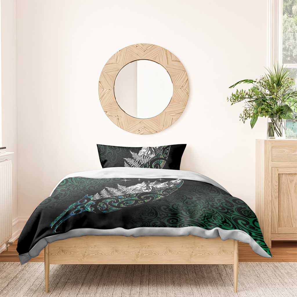Maori Matariki Bedding Set Landscape Styled Fern - Paua Shell
