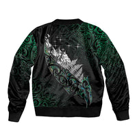 Maori Matariki Bomber Jacket Landscape Styled Fern - Paua Shell