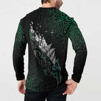 Maori Matariki Button Sweatshirt Landscape Styled Fern - Paua Shell