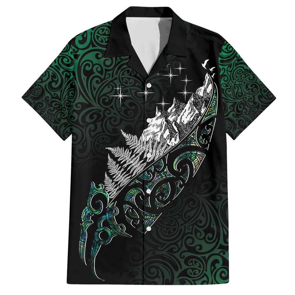 Maori Matariki Family Matching Tank Maxi Dress and Hawaiian Shirt Landscape Styled Fern - Paua Shell