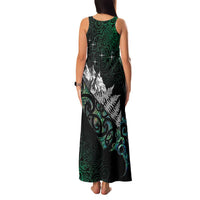 Maori Matariki Family Matching Tank Maxi Dress and Hawaiian Shirt Landscape Styled Fern - Paua Shell