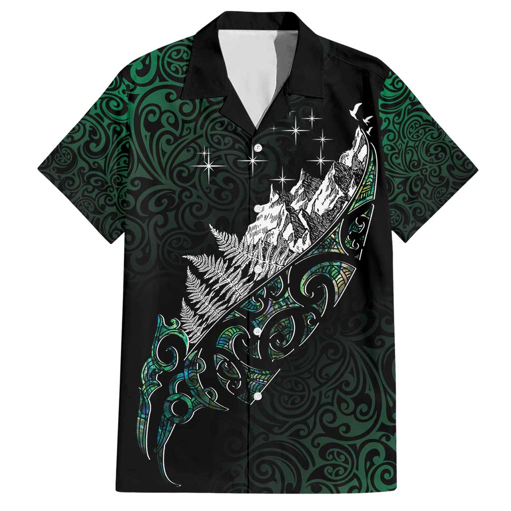 Maori Matariki Hawaiian Shirt Landscape Styled Fern - Paua Shell