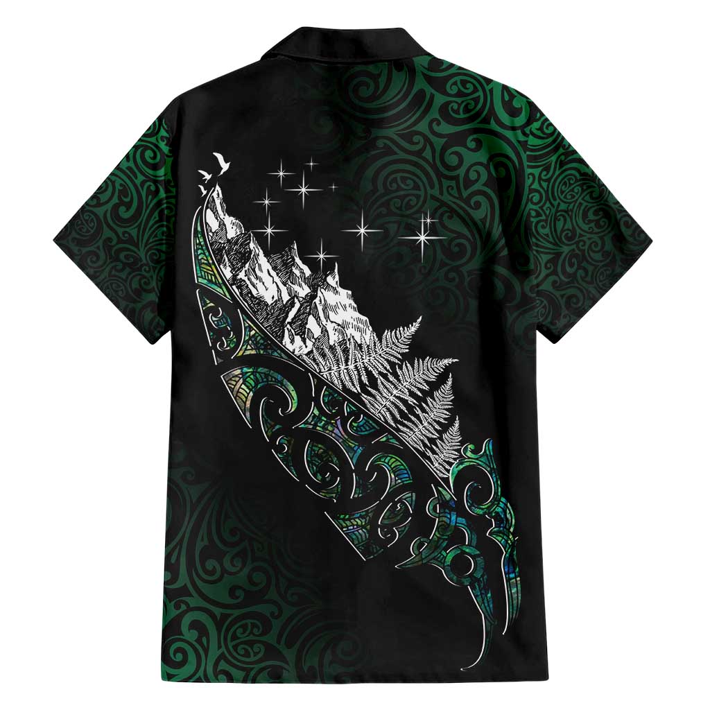 Maori Matariki Hawaiian Shirt Landscape Styled Fern - Paua Shell