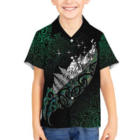 Maori Matariki Kid Hawaiian Shirt Landscape Styled Fern - Paua Shell