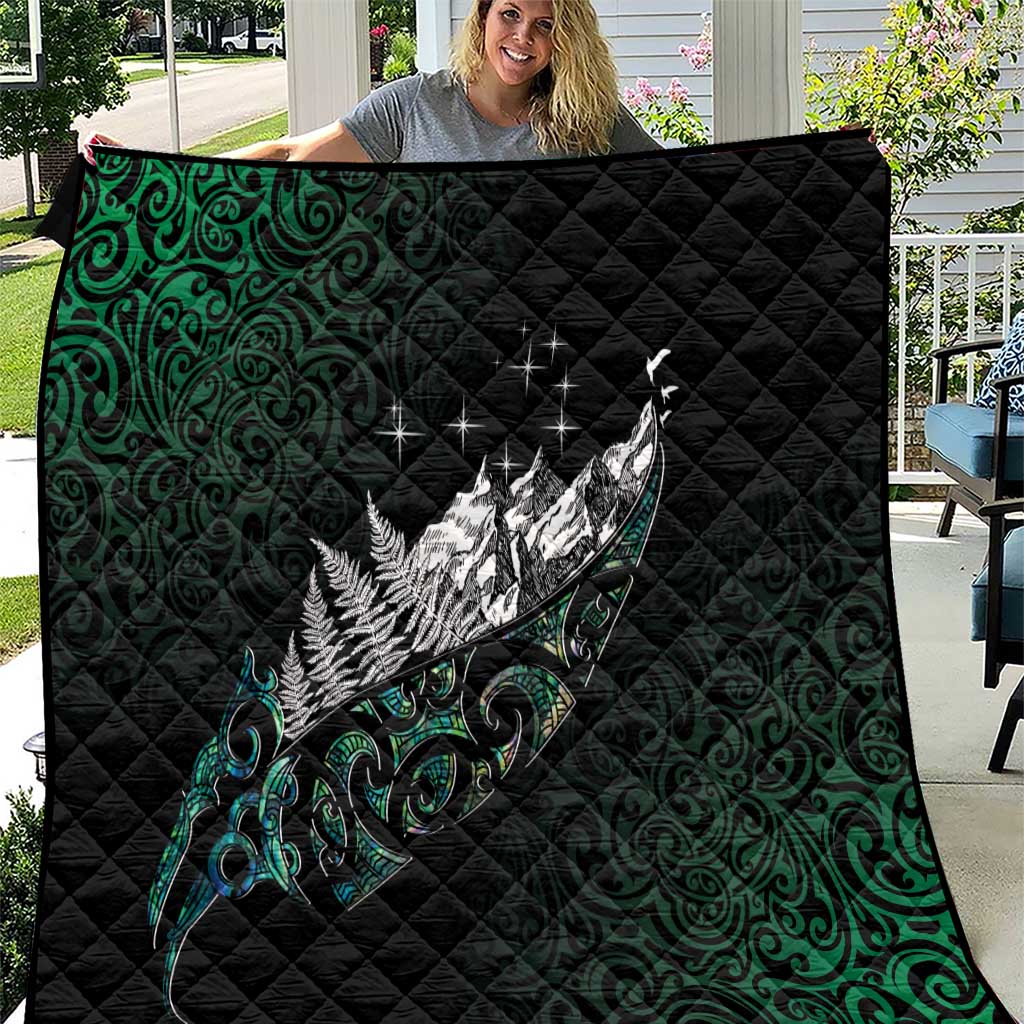 Maori Matariki Quilt Landscape Styled Fern - Paua Shell