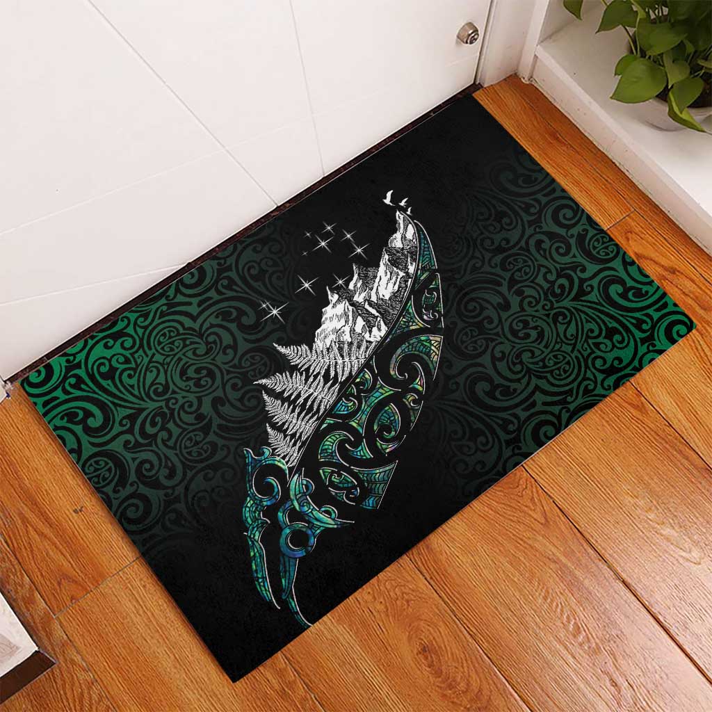 Maori Matariki Rubber Doormat Landscape Styled Fern - Paua Shell