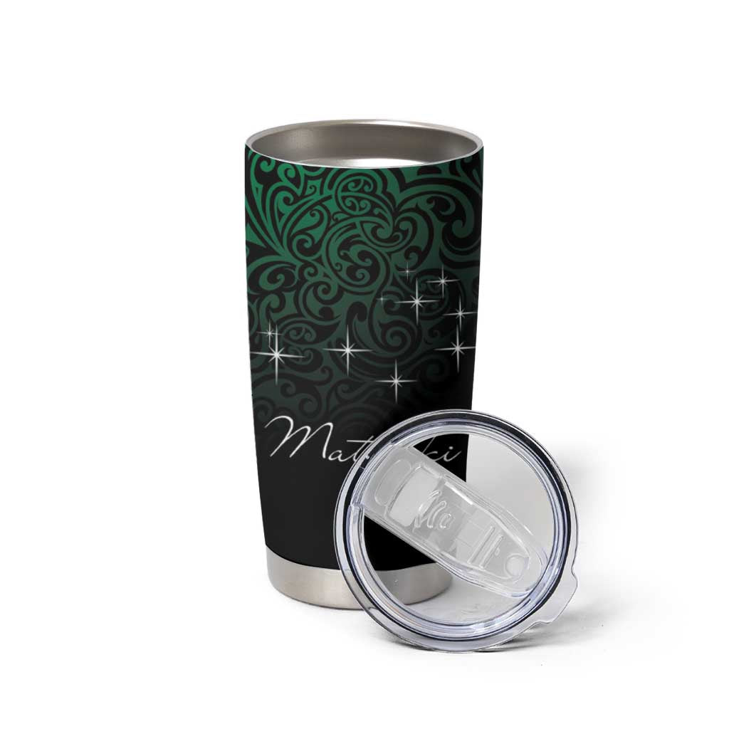 Maori Matariki Tumbler Cup Landscape Styled Fern - Paua Shell LT7 - Polynesian Pride