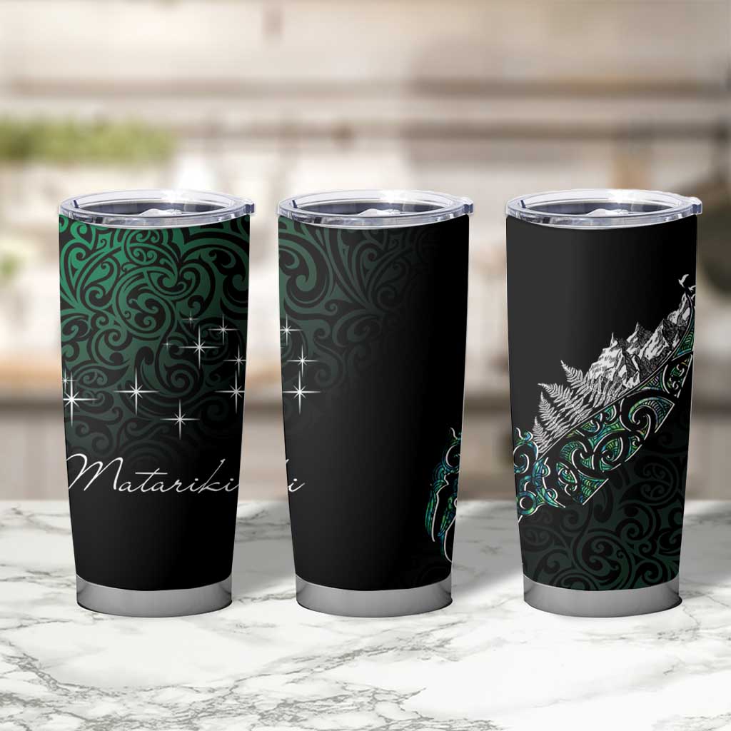 Maori Matariki Tumbler Cup Landscape Styled Fern - Paua Shell LT7 - Polynesian Pride