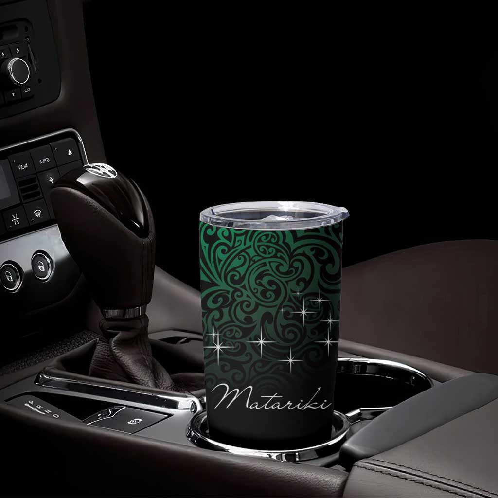 Maori Matariki Tumbler Cup Landscape Styled Fern - Paua Shell LT7 - Polynesian Pride