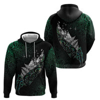 Maori Matariki Zip Hoodie Landscape Styled Fern - Paua Shell