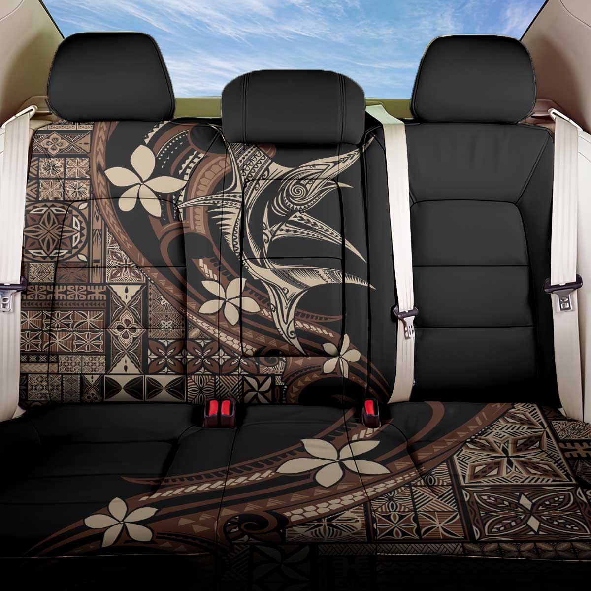 Samoa Manuia le Aso Tuto'atasi Back Car Seat Cover Siapo Mamanu Mix Tatau Marlin