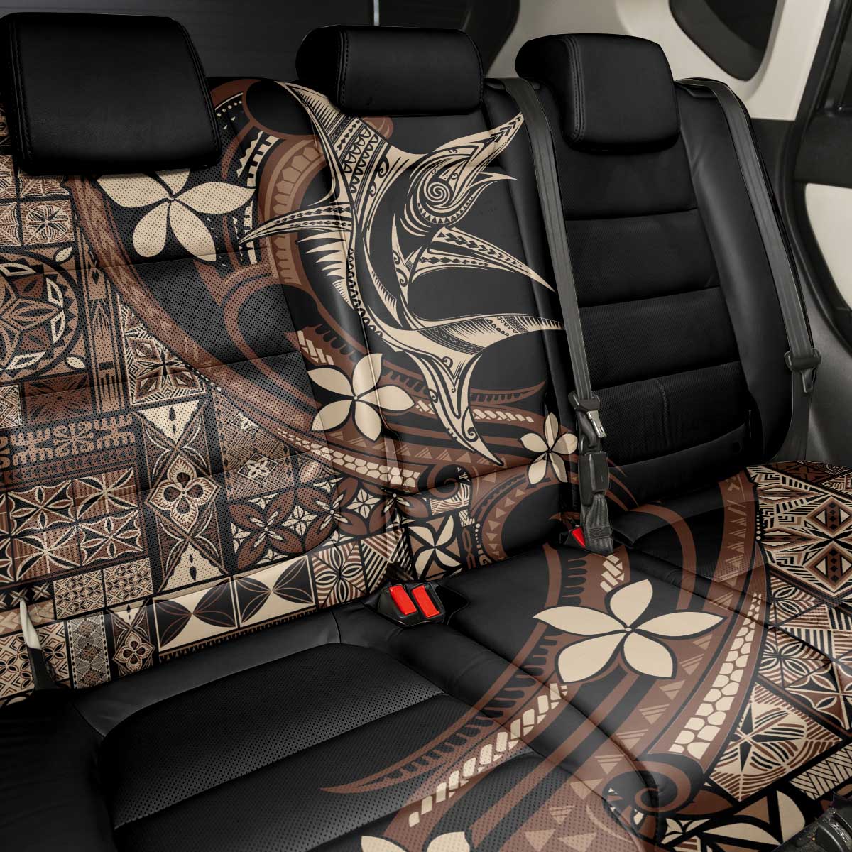 Samoa Manuia le Aso Tuto'atasi Back Car Seat Cover Siapo Mamanu Mix Tatau Marlin
