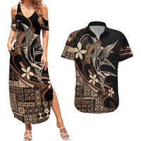 Samoa Manuia le Aso Tuto'atasi Couples Matching Summer Maxi Dress and Hawaiian Shirt Siapo Mamanu Mix Tatau Marlin