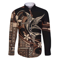 Samoa Manuia le Aso Tuto'atasi Family Matching Off Shoulder Short Dress and Hawaiian Shirt Siapo Mamanu Mix Tatau Marlin