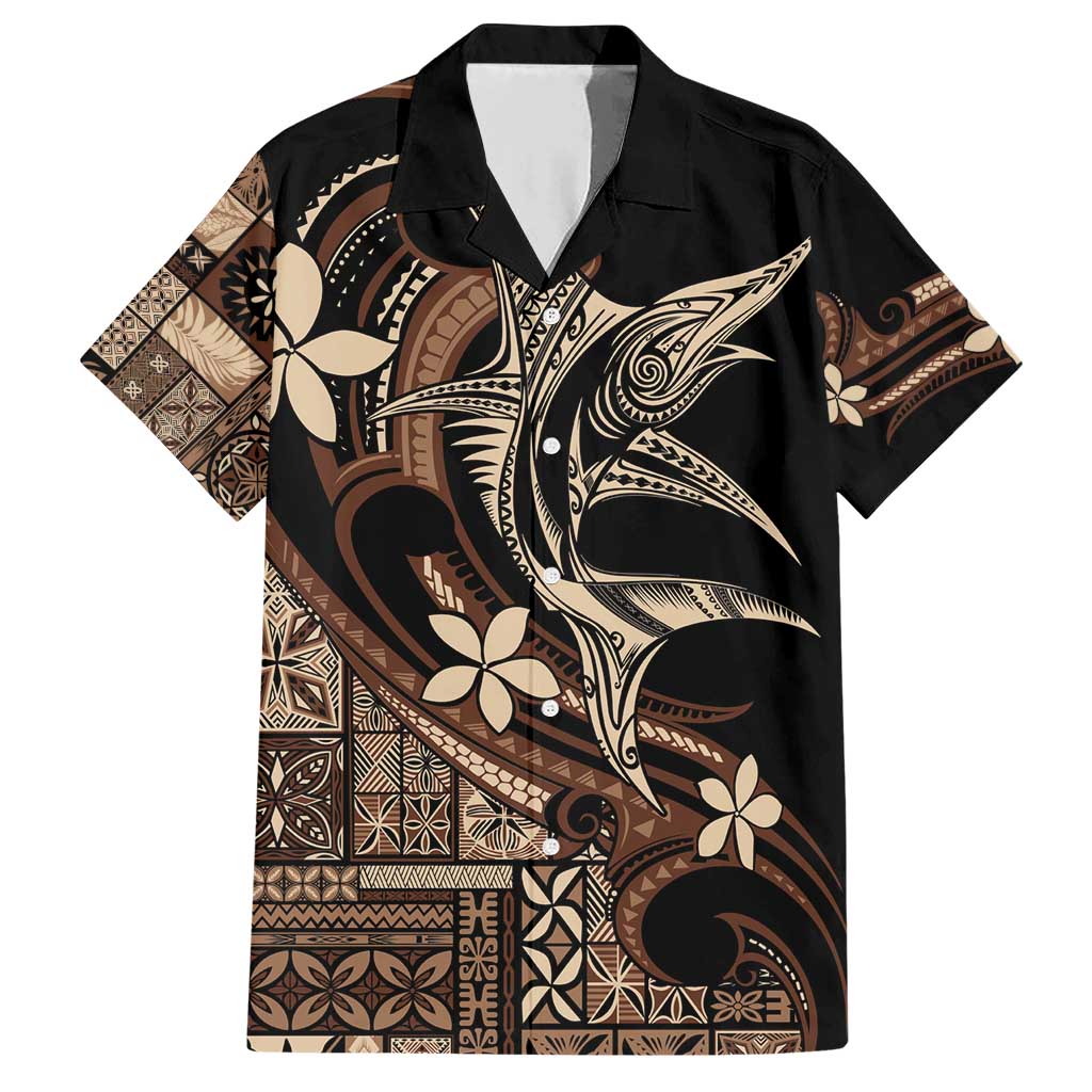 Samoa Manuia le Aso Tuto'atasi Family Matching Short Sleeve Bodycon Dress and Hawaiian Shirt Siapo Mamanu Mix Tatau Marlin