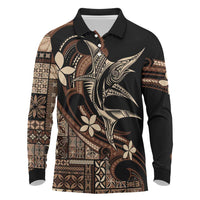 Samoa Manuia le Aso Tuto'atasi Long Sleeve Polo Shirt Siapo Mamanu Mix Tatau Marlin
