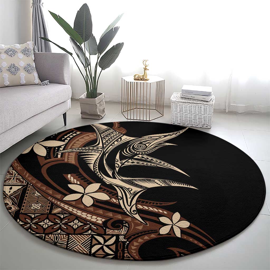 Samoa Manuia le Aso Tuto'atasi Round Carpet Siapo Mamanu Mix Tatau Marlin