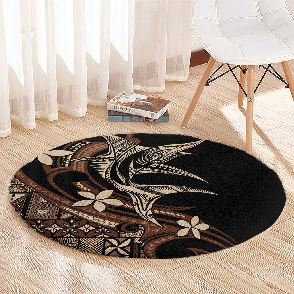 Samoa Manuia le Aso Tuto'atasi Round Carpet Siapo Mamanu Mix Tatau Marlin