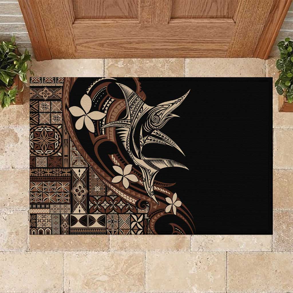 Samoa Manuia le Aso Tuto'atasi Rubber Doormat Siapo Mamanu Mix Tatau Marlin