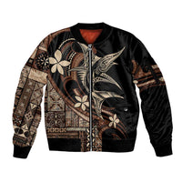Samoa Manuia le Aso Tuto'atasi Sleeve Zip Bomber Jacket Siapo Mamanu Mix Tatau Marlin