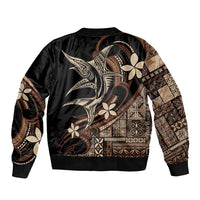 Samoa Manuia le Aso Tuto'atasi Sleeve Zip Bomber Jacket Siapo Mamanu Mix Tatau Marlin