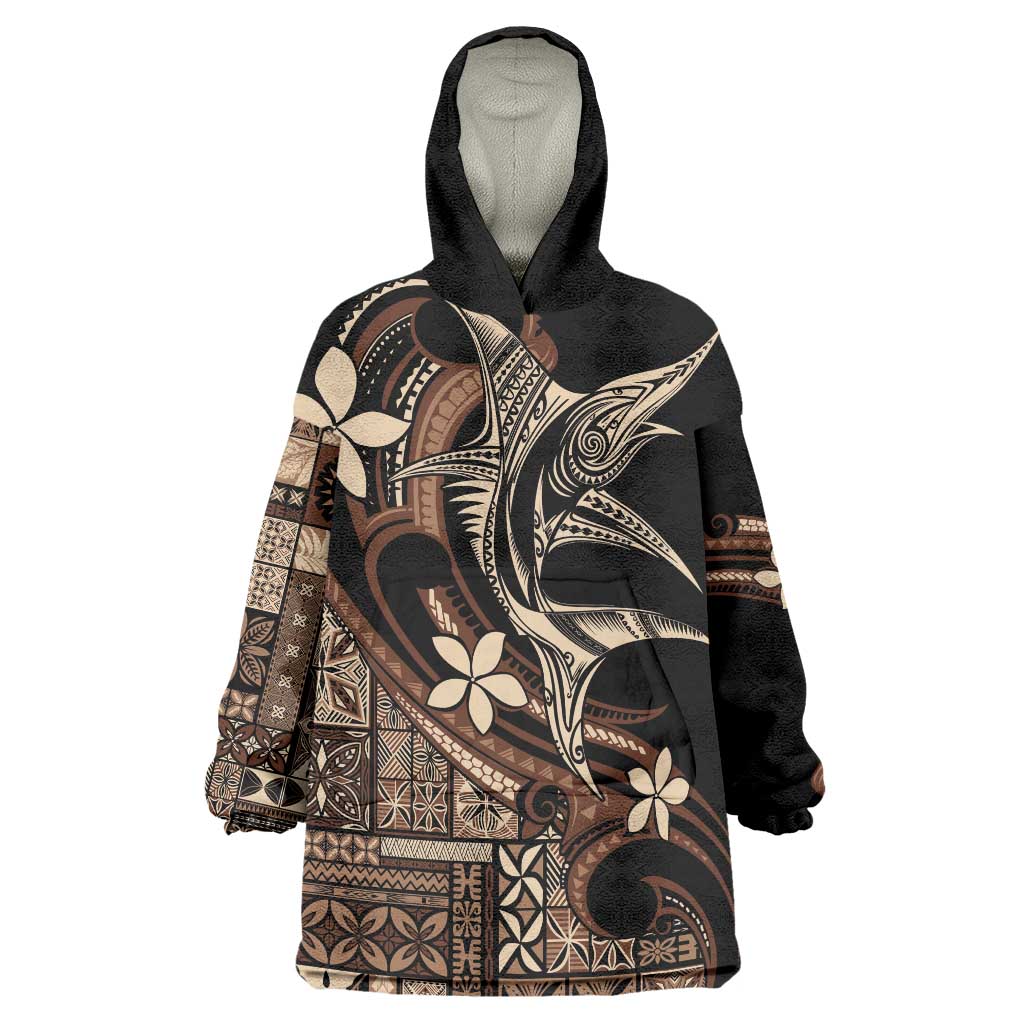 Samoa Manuia le Aso Tuto'atasi Wearable Blanket Hoodie Siapo Mamanu Mix Tatau Marlin