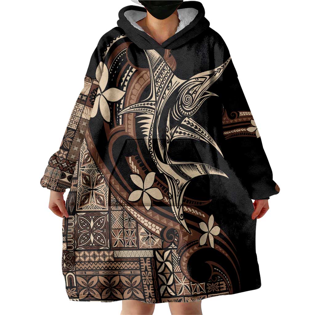 Samoa Manuia le Aso Tuto'atasi Wearable Blanket Hoodie Siapo Mamanu Mix Tatau Marlin