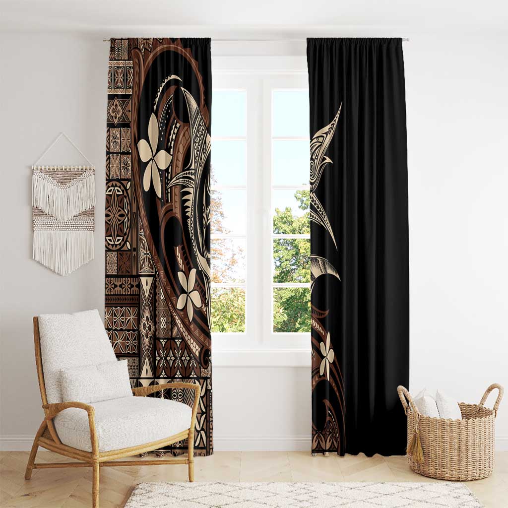 Samoa Manuia le Aso Tuto'atasi Window Curtain Siapo Mamanu Mix Tatau Marlin