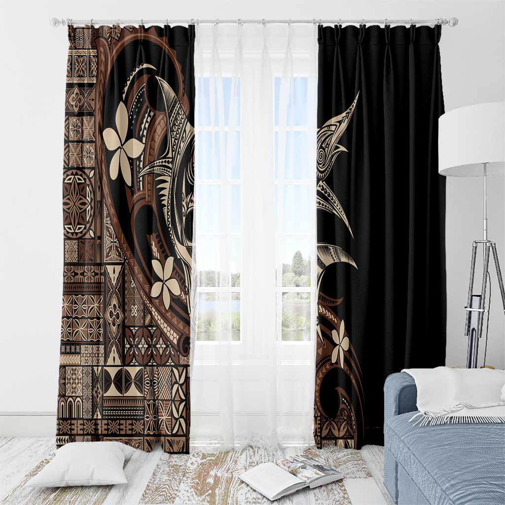 Samoa Manuia le Aso Tuto'atasi Window Curtain Siapo Mamanu Mix Tatau Marlin