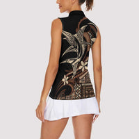 Samoa Manuia le Aso Tuto'atasi Women Sleeveless Polo Shirt Siapo Mamanu Mix Tatau Marlin