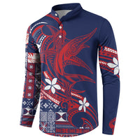 Samoa Manuia le Aso Tuto'atasi Button Sweatshirt Siapo Mamanu Mix Tatau Marlin - Flag Color
