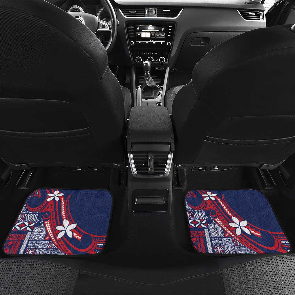 Samoa Manuia le Aso Tuto'atasi Car Mats Siapo Mamanu Mix Tatau Marlin - Flag Color LT7 Set 2pcs - Back Blue - Polynesian Pride