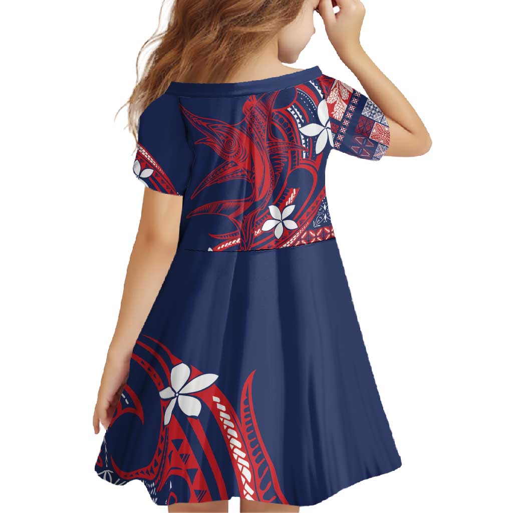 Samoa Manuia le Aso Tuto'atasi Family Matching Mermaid Dress and Hawaiian Shirt Siapo Mamanu Mix Tatau Marlin - Flag Color